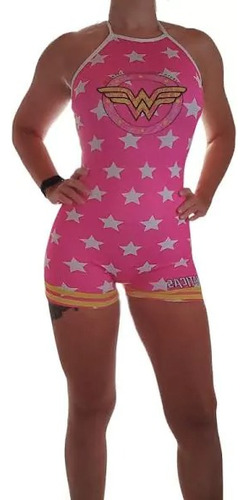 Catsuit Corto Enterito Fanaticas Del Entrenamiento Push Up Wonder Woman 1