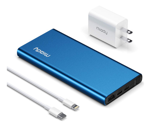 Miady Cargador Porttil Usb-c De 10000 Mah 18 W Pd 3.0, Carga