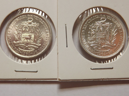 Imagen 1 de 4 de Dos Monedas De Plata. (2 Bs) Dos Bolívares. Años 1960 Y 1965