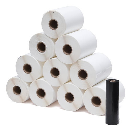 Kit 10 Rls Etiqueta Couche 10x15cm+ 1 Ribbon Elgin Zebra L42