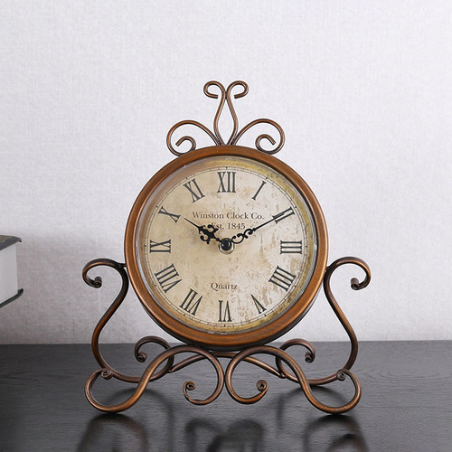 Reloj De Mesa Silencioso Con Pilas Vintage Retro Hierro Orna