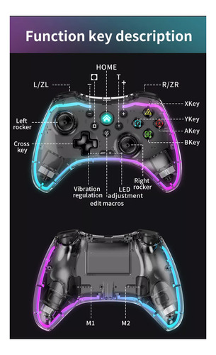 Control Bluetooth Gamepad Rgb Celular Pc Android Con Soporte