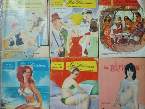 6 Revistas Los Parisinos 1966-69 Humor Caricaturas