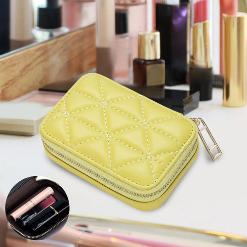 Estuche Para Lápiz Labial Con Espejo, Bolsa De Amarillo