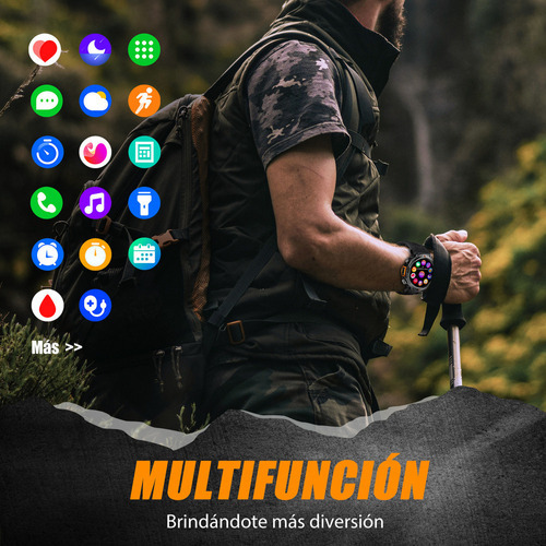 * Reloj Inteligente Militar Eigiis Ke3 Con Linterna De