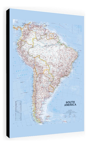 Mapa De Sud America Con Rutas Y Mas En Cuadro Para Decorar 