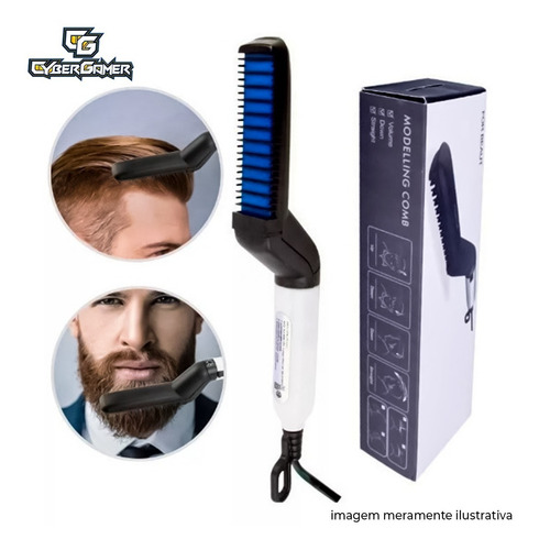 Imagem 2 de 6 de Chapinha Alisador Pente Modelador Barba Cabelo Masculino