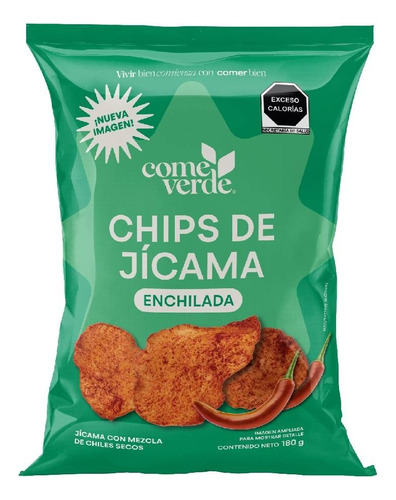 2 Pzas Chips De Jícama Come Verde Enchilada 180 G
