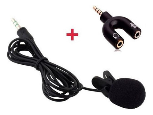 Microfone De Lapela + Adaptador Fone E Microfone Headset