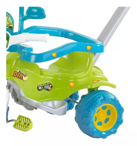 Triciclo Motoca Verde Bebê Dino Menino C/ Haste Magic Toys