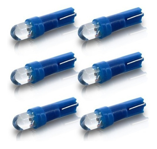 Lâmpadas Pingo Led T5 12v Esmagadinha  Luz Azul 6 Peças
