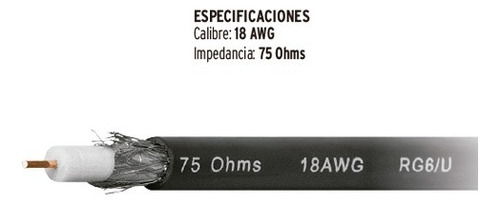 100 Metros De Cable Coaxial Rg6 Para Tv ¡incluye Envío!