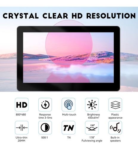 Jhcztrk Touch Screen Small Mini Monitor 8 Pulgadas 800x480 C