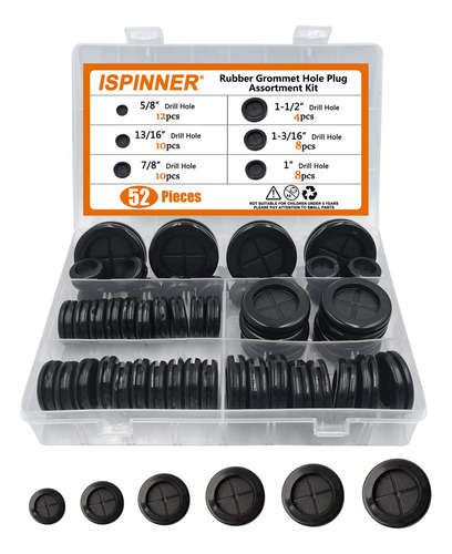 Ispinner 52 Ojales De Goma De 6 Tamaos, Tapn De Agujero De G