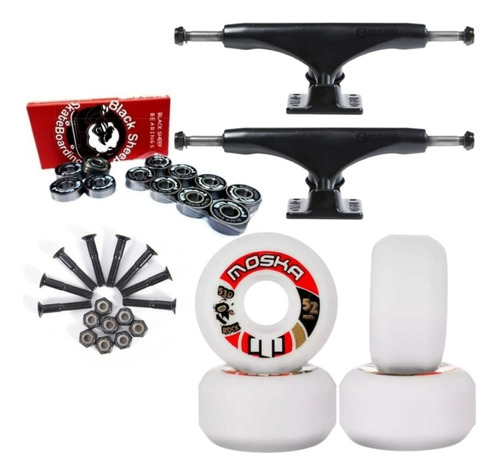 Truck Crail Rodas Moska Rolamentos Black Sheep Parafuso Base