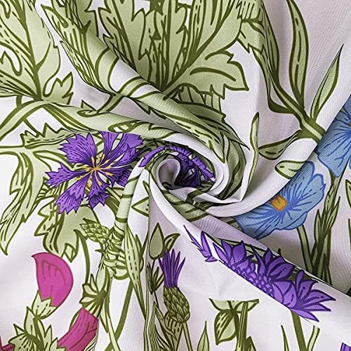 Riyidecor - Cortina De Ducha Con Diseño De Flores Silvestres
