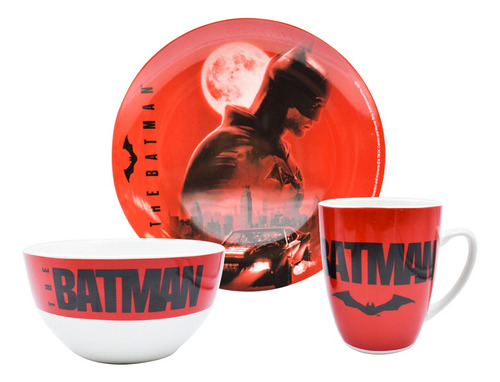 Vajilla De Porcelana Dc Batman Para 4 Personas 12 Pzas Color Rojo
