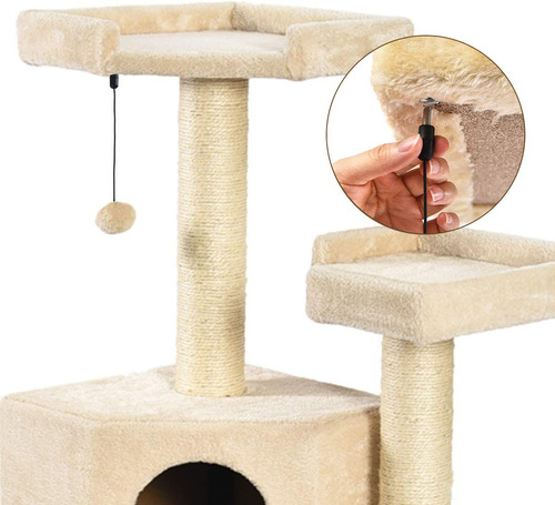 Amazon Basics - Torre Árbol Para Gatos, Con Túnel Y Poste Ra