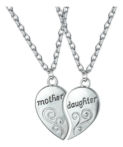 Collar Madre Hija Corazon Regalo Mujer Dia De La Madre Mujer