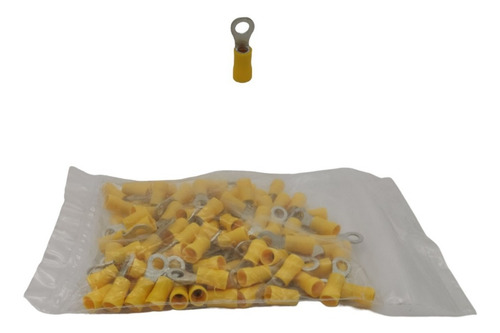 Terminal Tipo Ojillo Awg 12-10 Color Amarillo 100pzs De 5mm