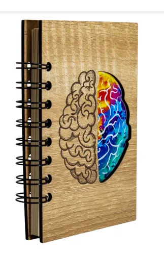 Libreta Ecológica Pequeña Diseño De Cerebro En Madera Apunte