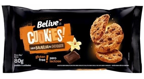 Kit 5 X Cookies Baunilha E Gotas Chocolate 10un 80g Belive