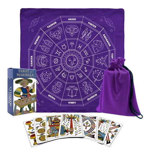 Kit Tarot Marsella Español Plastificado/ Morral/ Mantel Zod