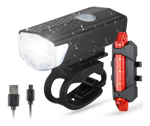 Luz Led Frontal Portátil Para Bicicleta +trasera Recargable 