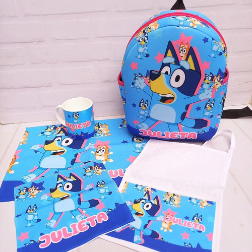 Set De Jardin Colonia Personalizado Mochila 5 Piezas