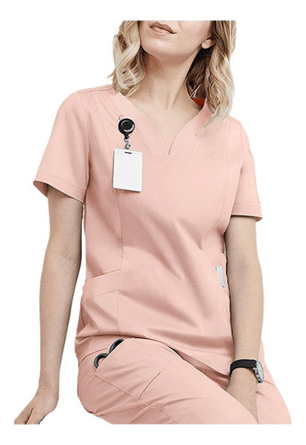 Uniforme De Enfermería Con Bolsillo Y Cuello En V Para Mujer