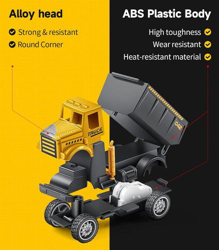 Veículos De Carros De Construção Pequenos De Liga Geyiie, Fu