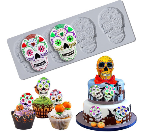 Aiersa Moldes De Fondant De Calavera De Halloween Para Decor