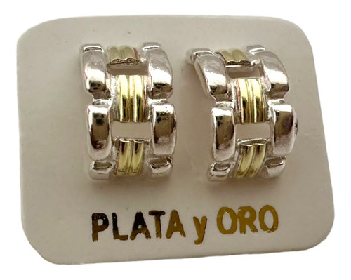 Medio Aros Plata Y Duble De Oro 