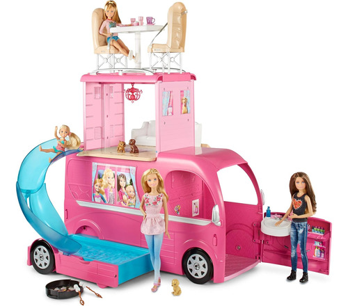 ¡barbie Pop-up Camper Se Transforma En Un Juego De 3 Pisos C