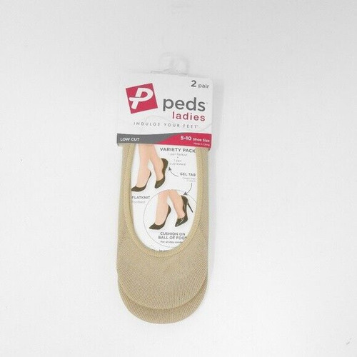 Peds Ladies Tan Low Cut Socks No Show (2 Pair, Shoe Size 5