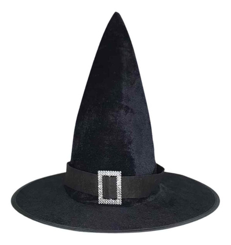 Chapéu De Bruxa Halloween - Veludo Com Fivela-escolha A Cor Cor Preto