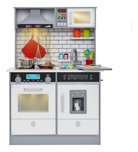 Lil Jumbl Kids Kitchen Set, Simul Wooden Play Kitchen, Inclu