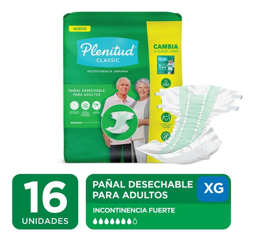 Pañales para adultos descartables Plenitud Pañal Classic Pant XG x 16 u