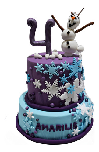 Torta Frozen 2 Pisos Comestible Olaf Nieve Elsa Anna