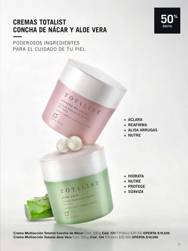 Totalist | Crema Multiacción Rostro | Aloe - Concha De Nacar
