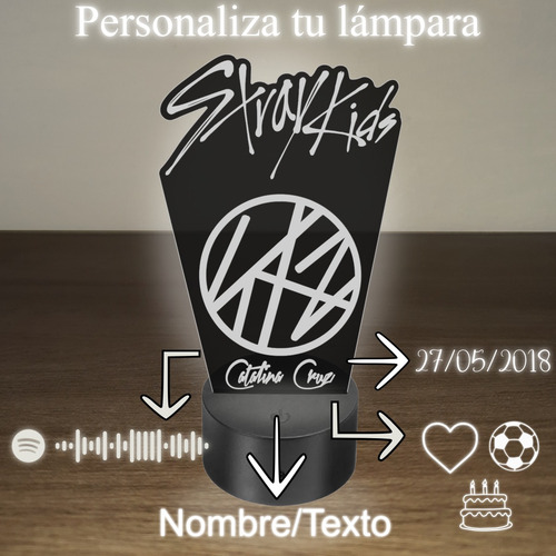 Lámpara Led Stray Kids Kpop Acrilico 3d Rgb Personalizada