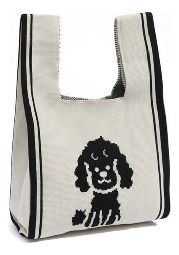 Bolso De Mano De Punto Con Forma De Nudo De Perro Con Dibujo