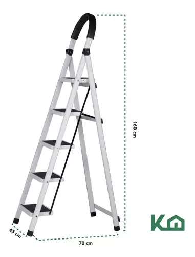 Escalera De Acero Tubular Tipo Tijera Plegable Con 2 Escalones  Antideslizantes Altura Total De 88 Cm Khep2 Kingshouse