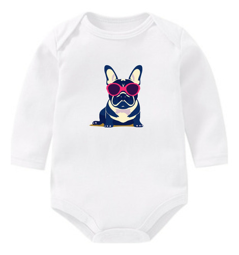 Body Manga Larga Bebe Personalizado Bulldog Frances