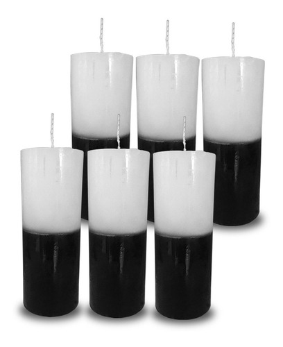 Kit 6 Velas Votivas 7 Sete Dias Colorida Branco E Preto