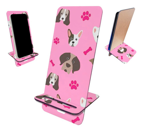 Porta Celular Mdf Wallpaper Cachorros Rosa