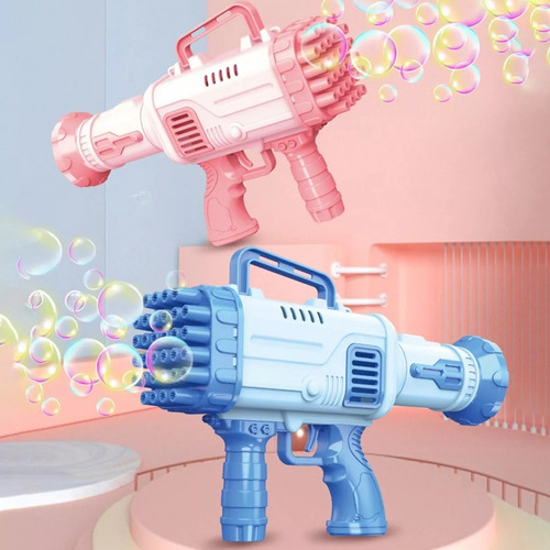 Bazuca Pistola De Brinquedo Fazer Bolinhas De Sabão 32 Furos Cor Azul