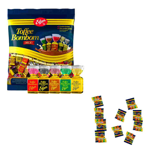Bombom Toffe Mix Erlan, 10 Pacotes Com 500g (800 Balas)