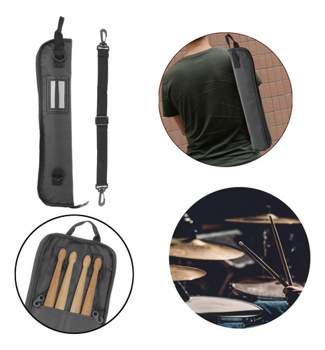 Drum Stick Gig Bag Resistente Al Agua Negro Poner 8 Palos