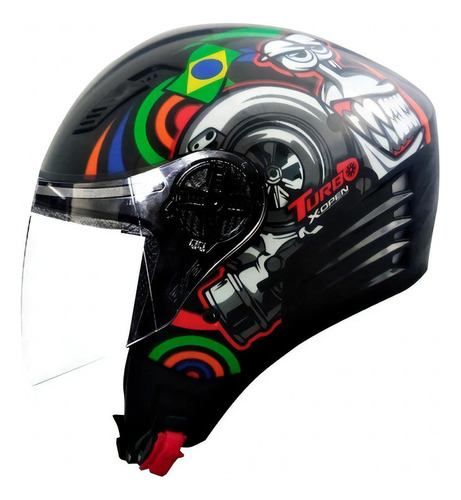 Capacete Aberto Fw3 Viseira Cristal X-open Turbo Masculino Cor Preto Tamanho do capacete 56